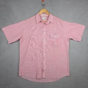 Vintage Levis Shirt Men Size Large Dusty Pink Pin Striped SS Silver Label Cotton